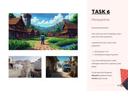 Task 6: find vanishing points — AI landscapes, Minecraft, Fortnite — gamified learning