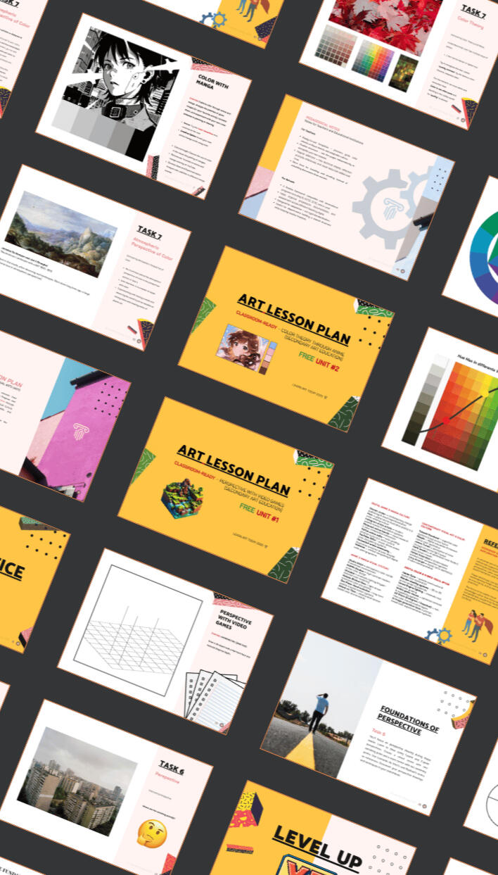 Price chart for Theacher's Mini-Packs art courses, designed for teachers and schools.
