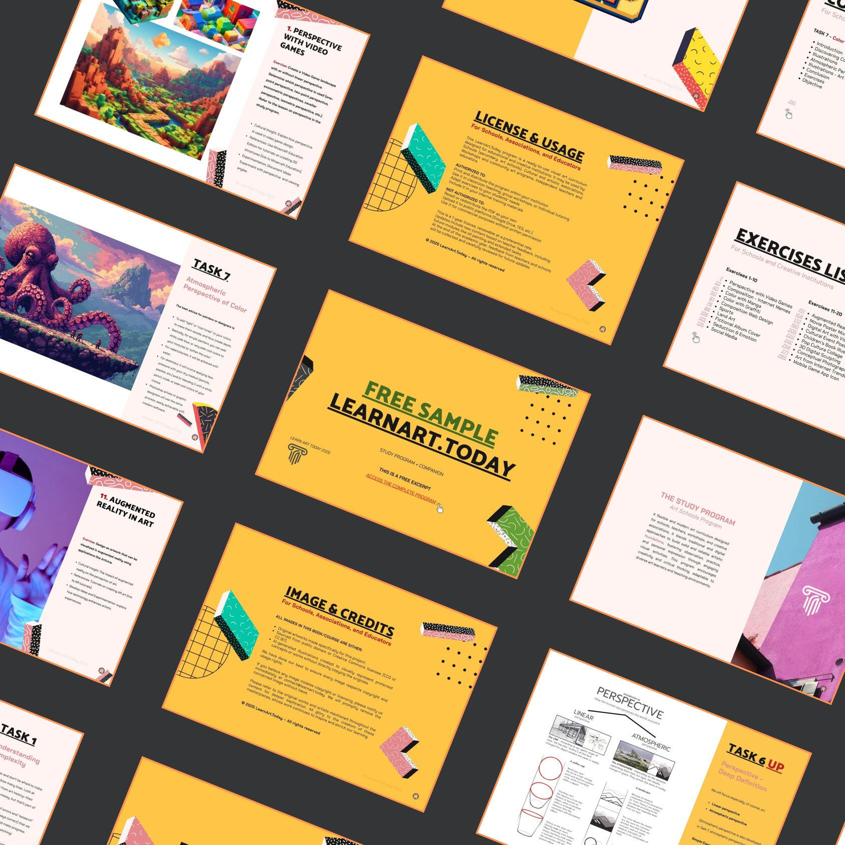 Price chart for Theacher's Mini-Packs art courses, designed for teachers and schools.